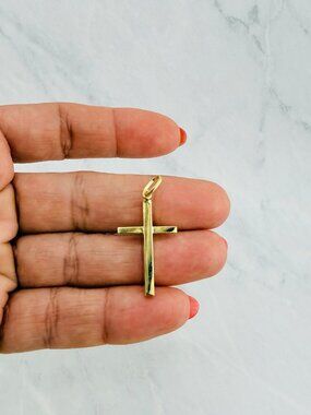 10K Gold Crucifix Cross Pendant – Religious Jewelry tube minimalist